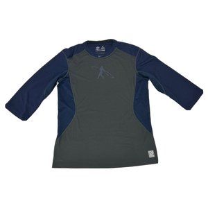 Nike Pro Combat Swingman‎ Shirt Men's Blue Gray L 3/4 Sleeve Activewear Fitted